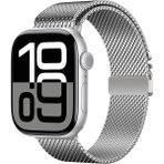 MobaxAksesuar Apple Watch 7/8/9 41mm Kordon Titanyum Kelebek Klipsli Milano Loop 121 - Gümüş - Ap 41mm