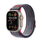 MobaxAksesuar Apple Watch Ultra 1/2/3 49mm Kordon 2023 Point Hasır Kordon Strap Kayış - Ap Ultra 49mm - Mavi - Kırmızı
