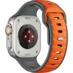 MobaxAksesuar Apple Watch Ultra 1/2/3 49MM Kordon Oval Silikon Desen Renkli Band 135 - Gri - Turuncu - Ap Ultra 49mm