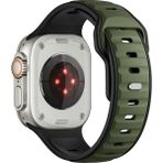 MobaxAksesuar Apple Watch Ultra 1/2/3 49MM Kordon Oval Silikon Desen Renkli Band 135 - Koyu Yeşil - Siyah - Ap Ultra 49mm