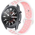 MobaxAksesuar Huawei Watch GT 6/5/4/3/2 Pro 46mm Ultimate SE Elite Kordon Delikli Spor Kordon - Beyaz - Pembe - Huw 22mm