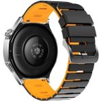 MobaxAksesuar Huawei Watch Gt 6/5/4/3/2 Pro 46MM Ultimate Se Elite Kordon Double Soft Yumuşak Silikon Band Str-27 - Turuncu - Siyah - Huw 22mm