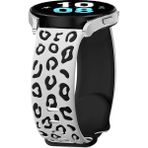 MobaxAksesuar Huawei Watch GT 6/5/4/3/2 Pro 46mm Ultimate SE Elite Kordon Leopar Desen Yumuşak Silikon Kordon - Huw 22mm - Beyaz - Siyah