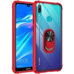 MobaxAksesuar Huawei Y7 Prime 2019 Kılıf Şeffaf Sararmaz Yüzüklü Mola Kapak Kırmızı