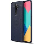MobaxAksesuar Oppo A9 2020 Kılıf Deri Tarzı Niss Silikon Case - Lacivert