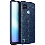 Mobaxaksesuar Realme C21 Kılıf Deri Tarzı Niss Silikon Case Lacivert - Real C21