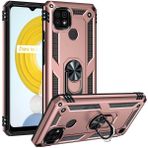 MobaxAksesuar Realme C21 Kılıf Yüzüklü Zırh Tank Vega Rose Gold