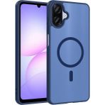 MobaxAksesuar Samsung Galaxy A07 Kılıf M-Safe Şarj Özellikli Mat Babet Kapak - Mavi - Glx A07