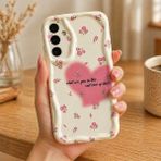 MobaxAksesuar Samsung Galaxy A16 Kılıf Küçük Çiçek Dallar Desenli Parlak Silikon Kapak Bs1 - Pembe - Beyaz - Glx A16