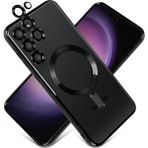 MobaxAksesuar Samsung Galaxy S23 Plus Kılıf Magsafe Kamera Lensli Korumalı Şeffaf Silikon Kapak - Siyah - Glx S23 Plus