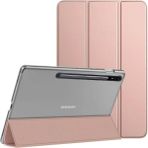 MobaxAksesuar Samsung Galaxy Tab S7 Plus T970 T975 T977 Kılıf Pu Deri Smart Standlı Case - Glx S7 Plus T970 - Rose Gold