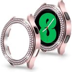 MobaxAksesuar Samsung Galaxy Watch 4 5 6 7 FE 40 mm Kenar Taşlı Kasa Koruyucu (Ekran Koruyucusuz) - Galaxy Watch 4-5-6 40mm - Pembe