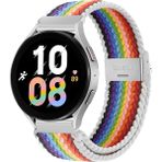 MobaxAksesuar Samsung Galaxy Watch Gear S2 3 41MM 42MM Active 2 40MM 44MM Kordon Metal Klipsli Flexi Örgü - Beyaz Gökkuşağı - Sam 20mm