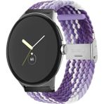 MobaxAksesuar Samsung Galaxy Watch Gear S2 3 41MM 42MM Active 2 40MM 44MM Kordon Metal Klipsli Flexi Örgü - Mor - Beyaz - Sam 20mm