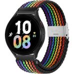 MobaxAksesuar Samsung Galaxy Watch Gear S2 3 41MM 42MM Active 2 40MM 44MM Kordon Metal Klipsli Flexi Örgü - Siyah - Gökkuşağı - Sam 20mm
