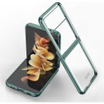 MobaxAksesuar Samsung Galaxy Z Flip 3 Kılıf Şeffaf Kıpta Kapak Koyu Yeşil