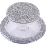 MobaxAksesuar Simli Popsocket Telefon Tutacağı Gümüş Renk Magsafeli 360° Döner Başlık ile Uyumlu