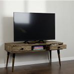 Mobenta Masif Ahşap Tv Ünitesi 150 cm – Iskandinav Stil, Doğal, 2 Çekmeceli ve 1 Raflı | Modest TV-150 Cv - Ceviz