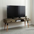 Mobenta Masif Ahşap Tv Ünitesi 150 Cm – İskandinav Stil, Doğal, 2 Çekmeceli Ve 1 Raflı | Modest Tv-150 Cv Tk Ceviz