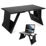 Mobestech Katlanabilir Dizüstü Bilgisayar Standı Laptop Masası Notebook Standı Laptop Standı Yatak Dizüstü Bilgisayar Masası Yetişkinler Için Kucak Masaları Katlanır Tur Masası Pu Deri Siyah