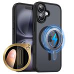 MOBESV iPhone 16 6,1 inç için kamera kumandalı manyetik kılıf, cep telefonu kılıfı, MagSafe ile uyumlu, yarı saydam mat, ince, darbeye dayanıklı koruyucu kılıf, siyah