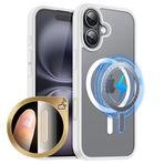 MOBESV iPhone 16 6,1 inç için kamera kumandalı manyetik kılıf, cep telefonu kılıfı, MagSafe ile uyumlu, yarı saydam mat, ince, darbeye dayanıklı koruyucu kılıf, yarı saydam