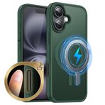 MOBESV iPhone 16 Plus 6,7 inç için kamera kontrollü manyetik kılıf, cep telefonu kılıfı, MagSafe ile uyumlu, yarı saydam mat, ince, darbeye dayanıklı koruyucu kılıf, çam yeşili