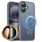 MOBESV iPhone 16 Plus 6,7 inç için kamera kontrollü manyetik kılıf, cep telefonu kılıfı, MagSafe ile uyumlu, yarı saydam mat, ince, darbeye dayanıklı koruyucu kılıf, gri