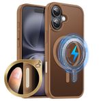 MOBESV iPhone 16 Plus 6,7 inç için kamera kontrollü manyetik kılıf, cep telefonu kılıfı, MagSafe ile uyumlu, yarı saydam mat, ince, darbeye dayanıklı koruyucu kılıf, kahverengi
