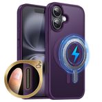 MOBESV iPhone 16 Plus 6,7 inç için kamera kontrollü manyetik kılıf, cep telefonu kılıfı, MagSafe ile uyumlu, yarı saydam mat, ince, darbeye dayanıklı koruyucu kılıf, lila