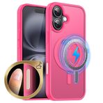 MOBESV iPhone 16 Plus 6,7 inç için kamera kontrollü manyetik kılıf, cep telefonu kılıfı, MagSafe ile uyumlu, yarı saydam mat, ince, darbeye dayanıklı koruyucu kılıf, pembe renkler
