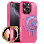 MOBESV iPhone 16 Pro 6,3 inç için kamera kumandalı manyetik kılıf, cep telefonu kılıfı, MagSafe ile uyumlu, yarı saydam mat, ince, darbeye dayanıklı koruyucu kılıf, pembe renkler