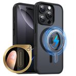 MOBESV iPhone 16 Pro 6,3 inç için kamera kumandalı manyetik kılıf, cep telefonu kılıfı, MagSafe ile uyumlu, yarı saydam mat, ince, darbeye dayanıklı koruyucu kılıf, siyah
