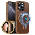 MOBESV iPhone 16 Pro Max 6,9 inç için kamera kumandalı manyetik kılıf, cep telefonu kılıfı, MagSafe ile uyumlu, yarı saydam mat, ince, darbeye dayanıklı koruyucu kılıf, kahverengi