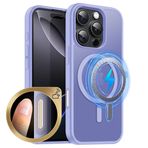MOBESV Manyetik kılıf, iPhone 16 Pro Max 6,9 inç için, kamera kontrollü, cep telefonu kılıfı, MagSafe ile uyumlu, yarı saydam mat, ince, darbeye dayanıklı koruyucu kılıf, açık lila