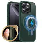MOBESV Manyetik kılıf, iPhone 16 Pro Max 6,9 inç için, kamera kontrollü, cep telefonu kılıfı, MagSafe ile uyumlu, yarı saydam mat, ince, darbeye dayanıklı koruyucu kılıf, çam yeşili