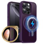 MOBESV Manyetik kılıf, iPhone 16 Pro Max 6,9 inç için, kamera kontrollü, cep telefonu kılıfı, MagSafe ile uyumlu, yarı saydam mat, ince, darbeye dayanıklı koruyucu kılıf, lila