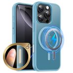 MOBESV Manyetik kılıf, iPhone 16 Pro Max 6,9 inç için, kamera kumandalı, cep telefonu kılıfı, MagSafe ile uyumlu, yarı saydam mat, ince, darbeye dayanıklı koruyucu kılıf, açık mavi