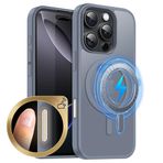 MOBESV Manyetik kılıf, iPhone 16 Pro Max 6,9 inç için, kamera kumandalı, cep telefonu kılıfı, MagSafe ile uyumlu, yarı saydam mat, ince, darbeye dayanıklı koruyucu kılıf, gri