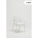 MOBETTO 2 Adet Rattan Lüx Beyaz Sandalye / Balkon-bahçe-teras
