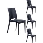 Mobetto 4 Adet Rattan Antrasit Sandalye / Balkon-Bahçe-Teras - Renkli