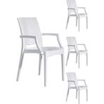 Mobetto 4 Adet Rattan Lüx Beyaz Sandalye / Balkon-Bahçe-Teras