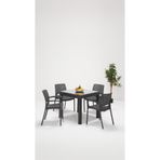 MOBETTO Home 4 Kişilik Rattan Camlı Lüx Bahçe Masa Takımı Antrasit