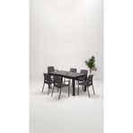 MOBETTO Home Rattan Dikdörtgen Kollu 6 Kişilik Bahçe Takımı -antrasit