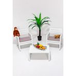 MOBETTO Lara 1+1+S Bahçe Takımı Balkon - Bahçe - Teras Mobilyası/Beyaz