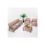 MOBETTO Lara Minderli 3 1 1 S Bahçe Takımı Balkon - Bahçe - Teras Mobilyası / Cappucino