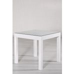 MOBETTO Rattan 80x80 Camlı Beyaz Masa - Bahçe&balkon&teras