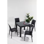 Mobetto Rattan Camlı 80X80 Bahçe&balkon&teras Masa Seti – Antrasit - Renkli