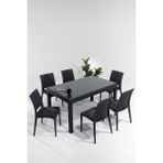Mobetto Rattan Camlı 90X150 Bahçe&balkon&teras Masa Seti – Antrasit - Renkli