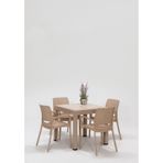MOBETTO Rattan Cappucino Kollu 4 Sandalye Masa Takımı - Bahçe&Balkon&Teras